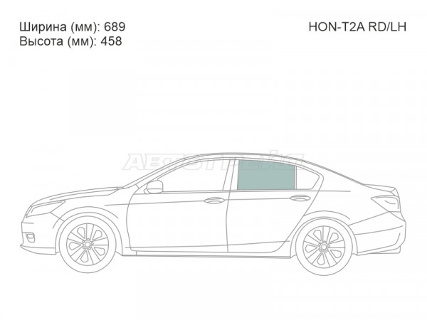 Стекло боковое опускное (Сзади / Слева / Цвет зеленый) Honda Accord 12-20