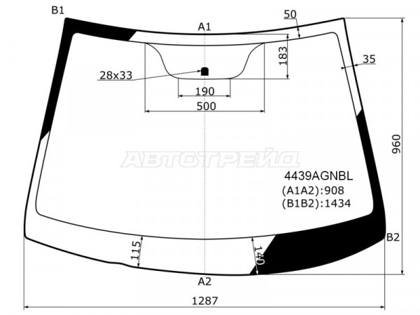 Стекло лобовое Kia Morning 11-15  / Picanto 11-17