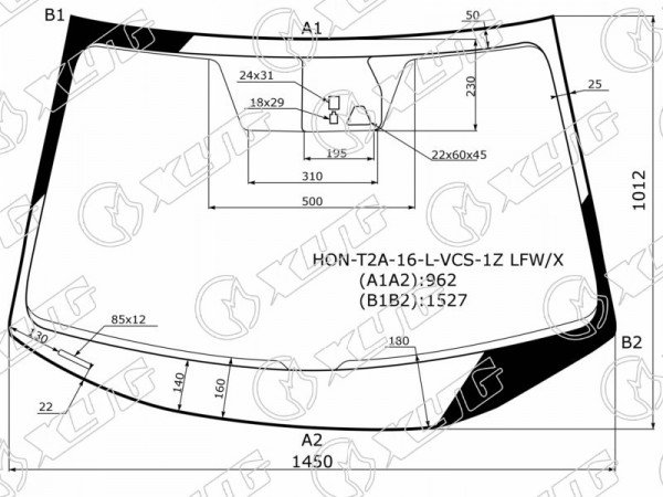 Стекло лобовое + дд + камера HONDA ACCORD 4D SED 16-