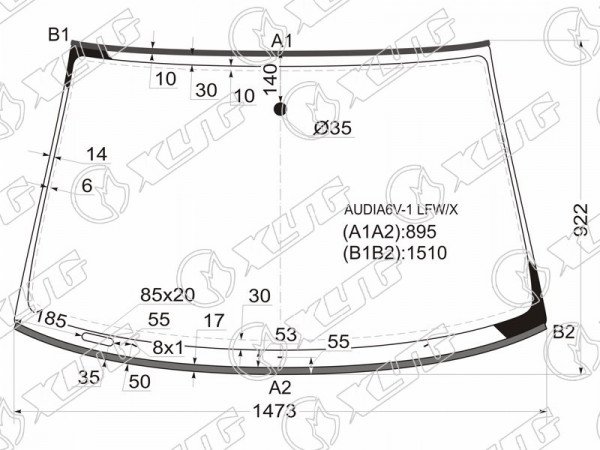 Стекло лобовое (Молдинг) Audi A6 97-05  / A6 allroad quattro 00-05
