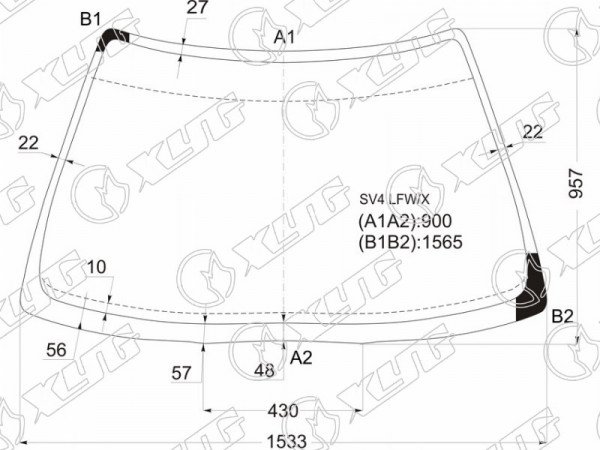 Стекло лобовое HONDA ACCORD 4 /5D 93-97