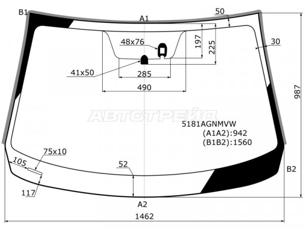 Стекло лобовое (Датчик дождя / Молдинг) Mazda 3 13-19