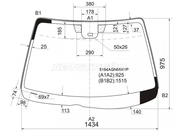 Стекло лобовое (Датчик дождя / Молдинг) Mazda 6 02-08