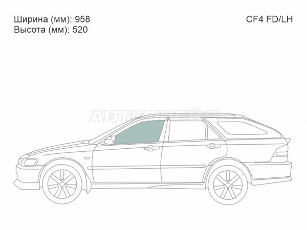 Стекло боковое опускное (Спереди / Слева / Цвет зеленый) Honda Accord 97-03  / Torneo 97-02