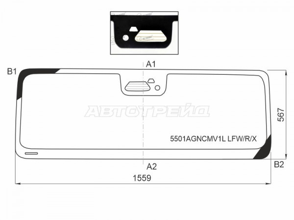 Стекло лобовое (Две камеры / Датчик дождя) Mercedes-Benz G-Class 24-