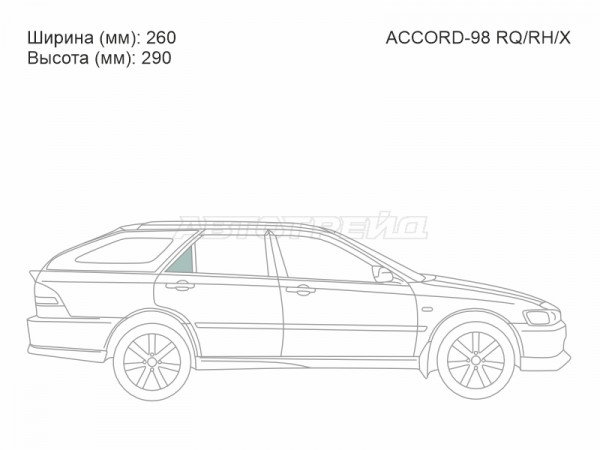 Стекло форточки (Сзади / Справа / Цвет зеленый) Honda Accord 97-03