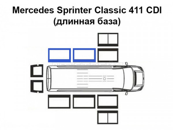 Стекло кузова боковое (не опускное) (Слева / Цвет зеленый) Mercedes-Benz Sprinter 95-06  / Sprinter classic RUS 13-20