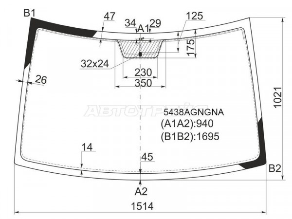 Стекло лобовое (Антенна) Mercedes-Benz Viano 03-14  / Vito 03-14