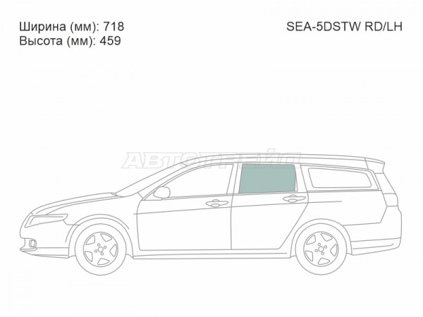 Стекло боковое опускное (Сзади / Слева / Цвет зеленый) Honda Accord 02-08