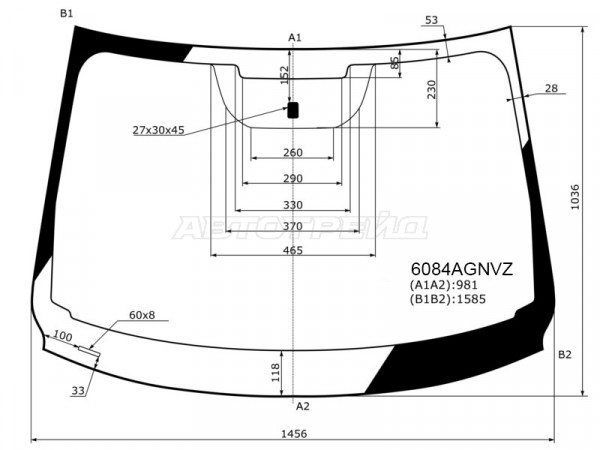 Стекло лобовое (Молдинг) Nissan Qashqai 13-22  / Qashqai China 17-