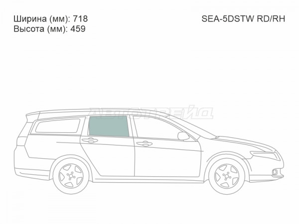 Стекло боковое опускное (Сзади / Справа / Цвет зеленый) Honda Accord 02-08