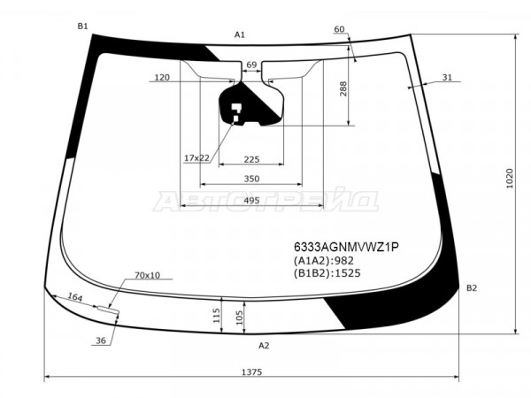 Стекло лобовое (Датчик дождя / Молдинг / 3D HBK) Opel Astra GTC 09-15