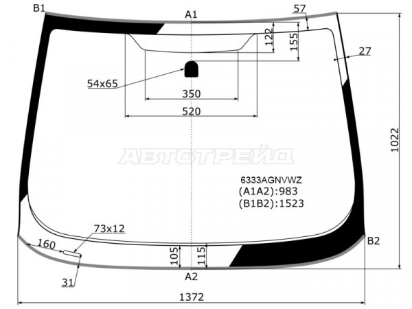 Стекло лобовое (Молдинг / 3D HBK) Opel Astra GTC 09-15