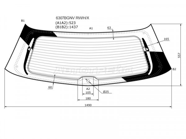 Стекло заднее (Цвет зеленый / Обогрев) Opel Zafira 05-14