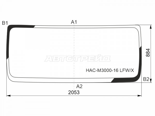 Стекло лобовое Shacman H3000 16-  / L3000 16-