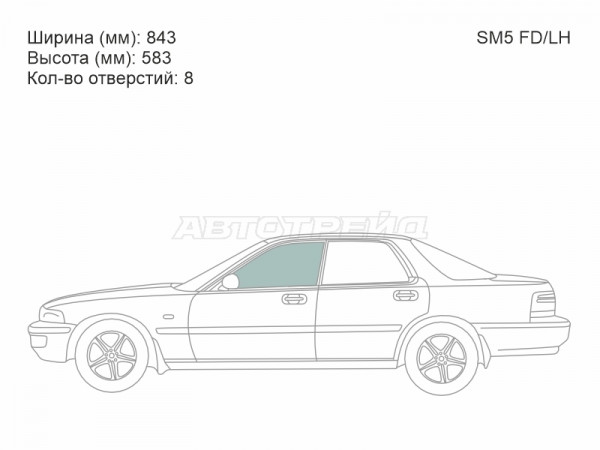 Стекло боковое опускное (Спереди / Слева / Цвет зеленый) Honda Accord Inspire 89-95  / Inspire 92-95
