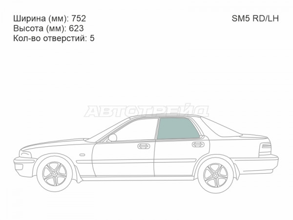 Стекло боковое опускное (Сзади / Слева / Цвет зеленый) Honda Accord Inspire 89-95  / Inspire 92-95