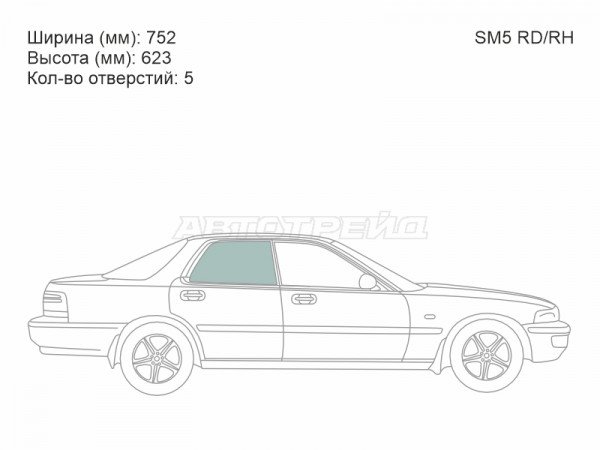 Стекло боковое опускное (Сзади / Справа / Цвет зеленый) Honda Accord Inspire 89-95  / Inspire 92-95