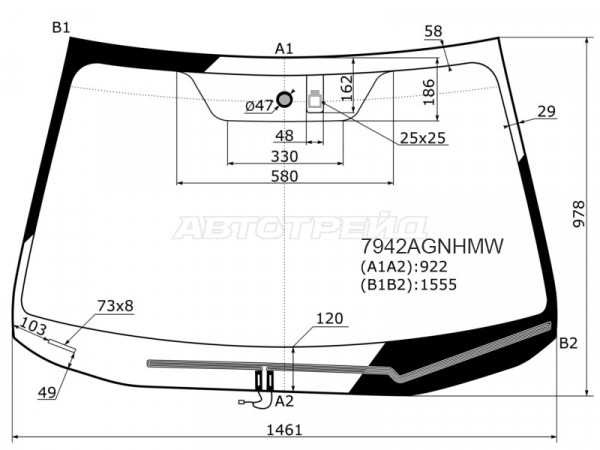 Стекло лобовое (Обогрев щеток / Датчик дождя / Молдинг) Subaru Legacy 15-19  / Outback 14-21