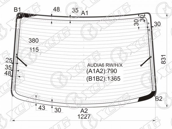 Стекло заднее с обогревом AUDI A6 /S6 4D 97-04