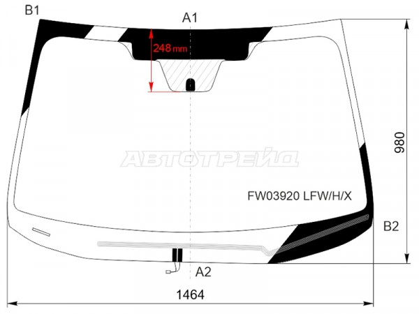 Стекло лобовое (Обогрев щеток / USA) Subaru Legacy 15-17  / Outback 14-18