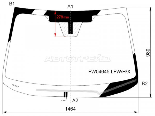 Стекло лобовое (Обогрев щеток / USA) Subaru Legacy 17-19  / Outback 17-21