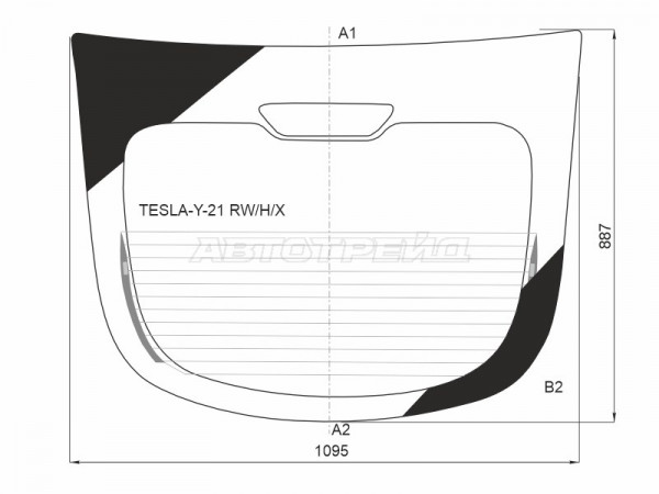 Стекло заднее (Цвет зеленый / Обогрев) Tesla Model Y 19-25