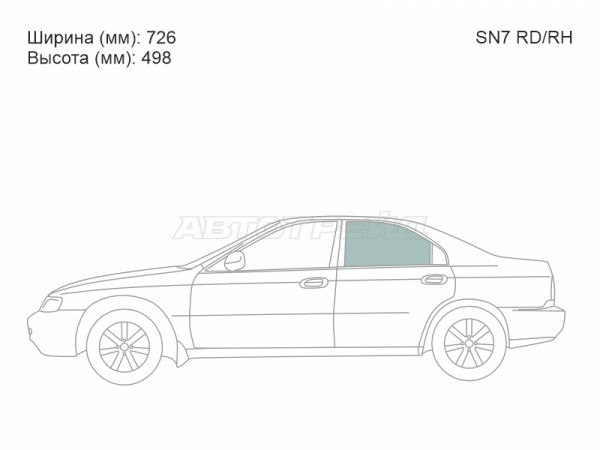 Стекло боковое опускное (Сзади / Слева / Цвет зеленый) Honda Accord 93-98  / Accord Euro 93-98