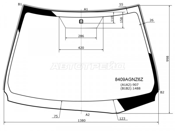 Стекло лобовое (Молдинг) Toyota Corolla (E180) 12-19  / Auris 12-18