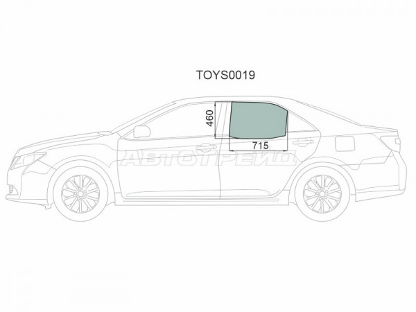 Стекло боковое опускное (Сзади / Слева / Цвет зеленый) Toyota Camry (XV50) 11-18  / Camry UAE /USA 11-17