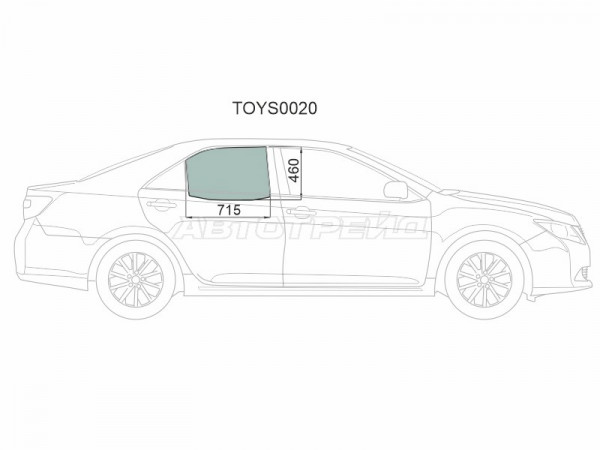 Стекло боковое опускное (Сзади / Справа / Цвет зеленый) Toyota Camry (XV50) 11-18  / Camry UAE /USA 11-17