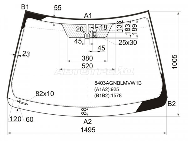 Стекло лобовое (Датчик дождя / Молдинг) Toyota Camry (XV50) 11-18  / Camry UAE /USA 11-17