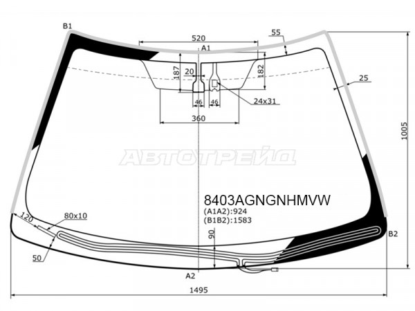 Стекло лобовое (Обогрев щеток / Датчик дождя / Молдинг) Toyota Camry (XV50) 11-18  / Camry UAE /USA 11-17