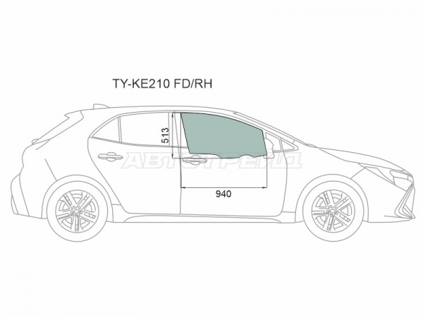 Стекло боковое опускное (Спереди / Справа / Цвет зеленый) Toyota Corolla (E210) 18-  / Corolla USA 18-