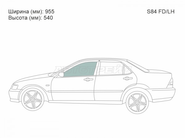 Стекло боковое опускное (Спереди / Слева / Цвет зеленый) Honda Accord 97-03  / Honda Accord 98-02