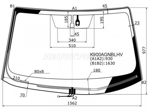 Стекло лобовое (Обогрев щеток / Датчик дождя) Toyota Highlander 13-20