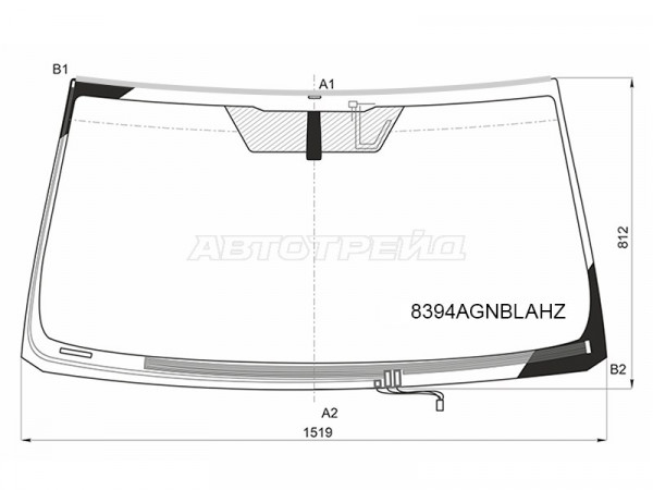 Стекло лобовое (Обогрев щеток / Антенна / Молдинг) Toyota Land Cruiser Prado (J150) 09-17
