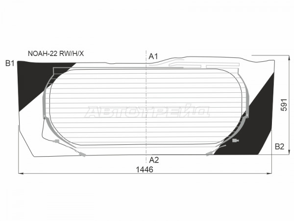 Стекло заднее (Цвет зеленый / Обогрев) Toyota Noah 22-  / Voxy 22-