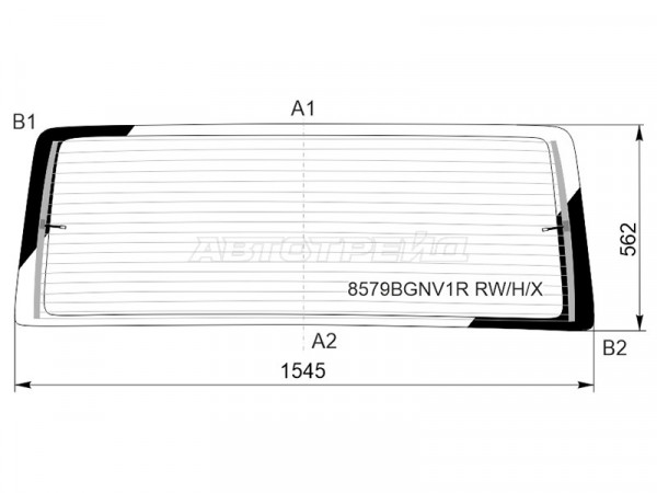 Стекло заднее (Цвет зеленый / Обогрев) Volkswagen Transporter 15-  / California 15-22