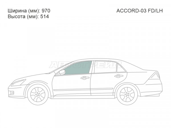 Стекло боковое опускное (Спереди / Слева / Цвет зеленый) Honda Accord USA 02-08  / Inspire 03-07