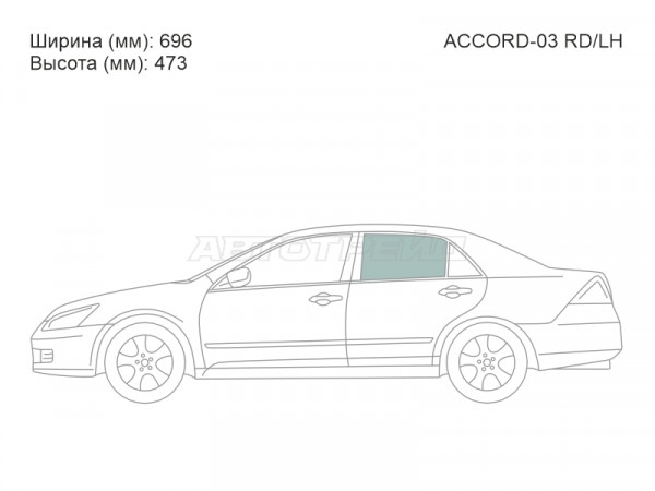Стекло боковое опускное (Сзади / Слева / Цвет зеленый) Honda Accord USA 02-08  / Inspire 03-07