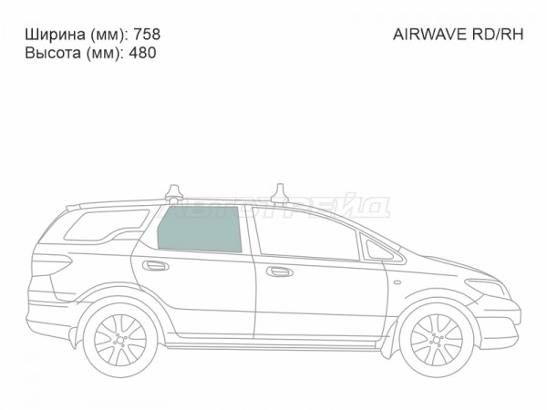 Стекло боковое опускное (Сзади / Справа / Цвет зеленый) Honda Airwave 05-10  / Partner 06-10