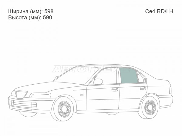 Стекло боковое опускное (Сзади / Слева / Цвет зеленый) Honda Ascot 93-97  / Rafaga 93-97
