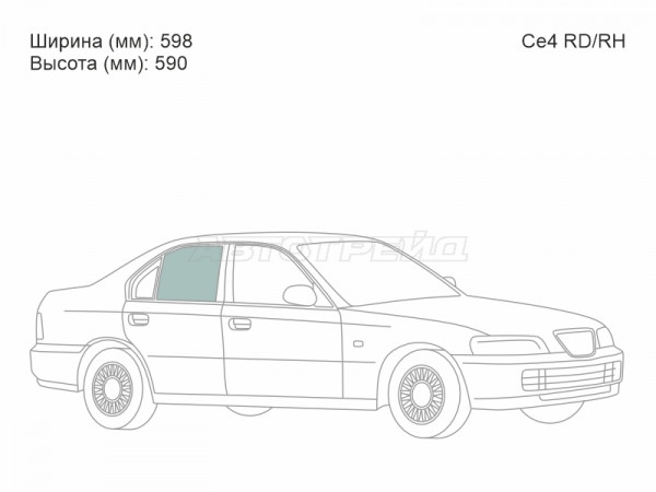 Стекло боковое опускное (Сзади / Справа / Цвет зеленый) Honda Ascot 93-97  / Rafaga 93-97