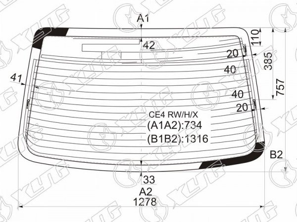 Стекло заднее с обогревом HONDA ASCOT /RAFAGA 93-97