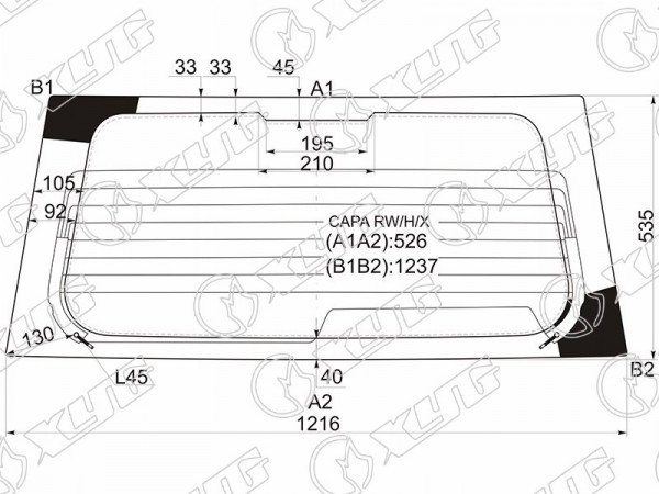 Стекло заднее с обогревом HONDA CAPA 98-02