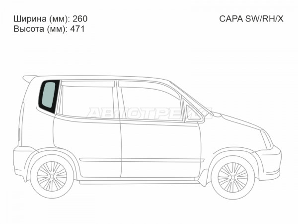 Стекло кузова боковое (не опускное) (Справа / Цвет зеленый) Honda Capa 98-02