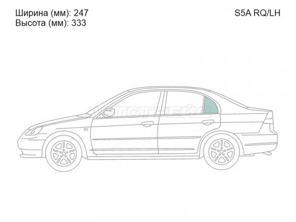 Стекло форточки (Сзади / Слева / Цвет зеленый) Honda Civic 00-06  / Civic Ferio 00-05
