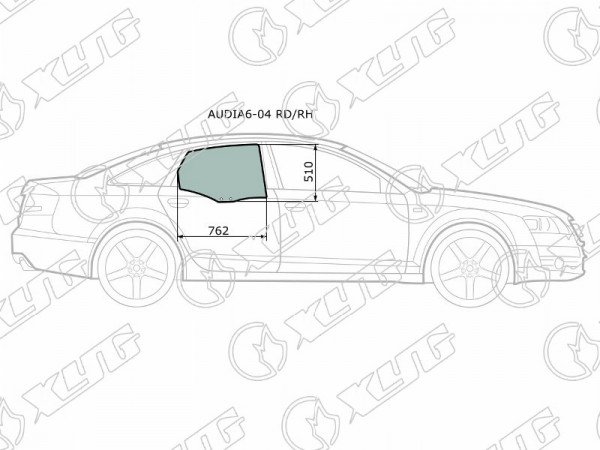 Стекло боковое опускное (Сзади / Справа / Цвет зеленый) Audi A6 04-10  / RS6 08-10