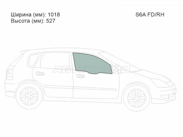Стекло боковое опускное (Спереди / Справа / Цвет зеленый) Honda Civic 00-06